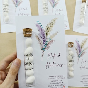 Personalisierte Karte Hochzeit Gunsten Süßigkeiten, Mandel Candy Glas, Verlobungsgeschenk, individuelles Geschenk, Danke Geschenk, Geschenk für Gäste, Henna Geschenke