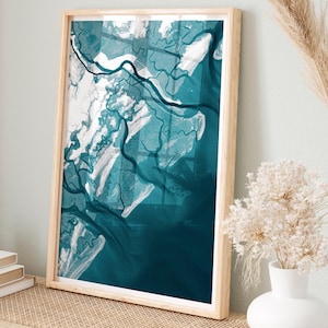 Art de la carte des îles d'or, cadeau d'impression côtière, décoration de plage, art mural, carte de la côte GA, cadeau côtier, décoration murale de plage, art de la côte des îles d'or, GA