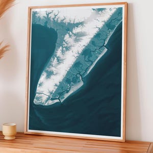 Carte de Cape May, impression côtière, cadeau d'impression d'art mural, plage, carte de la côte du NJ, cadeau côtier, décoration murale de plage, impression d'art, carte de Cape May, carte de la côte du NJ