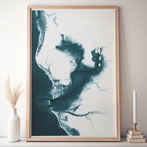 Impresión costera de la Bahía de Tampa, arte enmarcado, decoración de pared con acento para el hogar de Florida, decoración de habitación inspirada en el océano, ilustraciones de cartas náuticas, estilo de vida de la Costa del Golfo