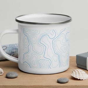 Topographie Kontur Linie Becher Geschenk für Landvermesser Landvermessung Crew Chef Emaille Camping Becher Ingenieur GIS Kartierung Professionelles Geschenk