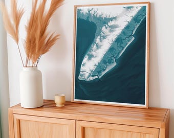 Cape May New Jersey Coastal Wall Art Nautical Map Print Jersey Shore Beach House Living Room Decor Housewarming Anniversary Gift