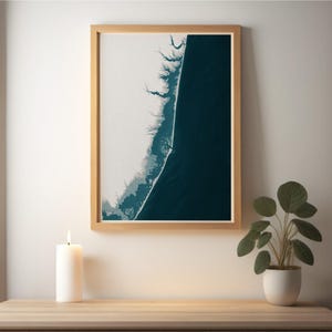 Bahía de Barnegat Azul Gris Nueva Jersey Náutico Marido Neutral Costero Naturaleza Decoración Moderna Casa Orilla Playa Océano Regalo Esposa Pared