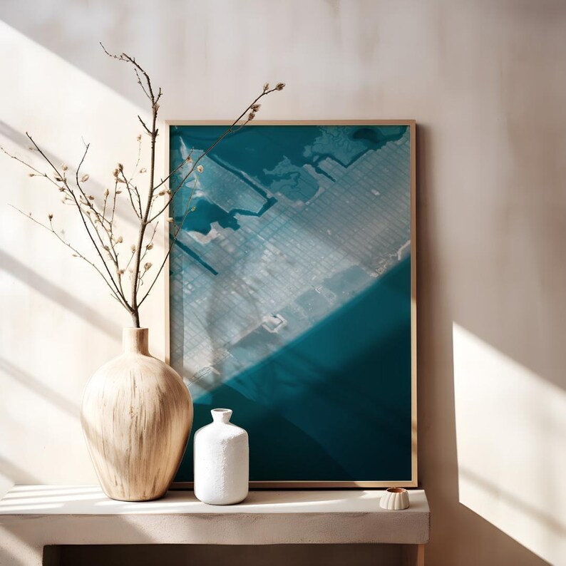 Wildwood ocean floor map — boardwalk town map nautical wall art