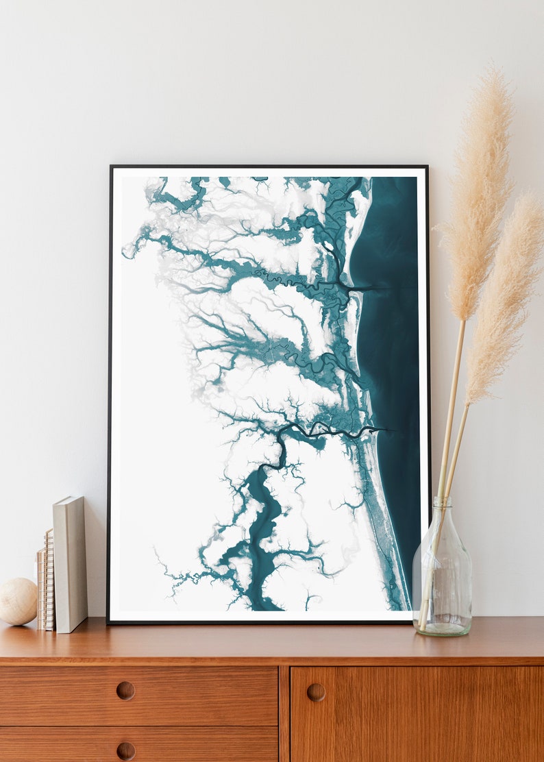 Jacksonville Wall Map Print Giclée on Fine Art Paper Coastal Etsy