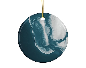 Mapa costero de la isla de Sanibel, Florida, adorno de cerámica, carta náutica, recuerdo navideño, decoración para casa de playa, regalo oceánico, souvenir de la costa del Golfo