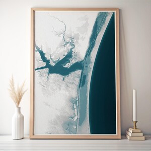 Baffin Bay Bay Texas Karte Karte Drucken Wanddekor Küstengebiet Golfküste Dekor Einweihungsgeschenk Texas Geschenk Wandkarte Druck Baffin Bay Kunst