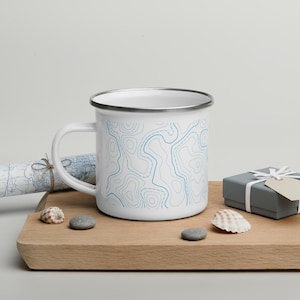 Topography Contour Line Mug Gift for Surveyor Land Survey Crew Chief Enamel Camping Mug Engineer GIS Mapping Professional Gift