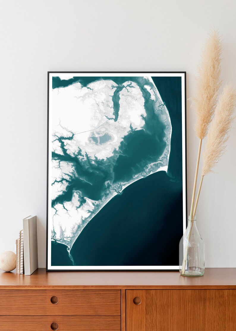 Outer Banks Map Wall Art Print Coastal Wall Decor Map North - Etsy