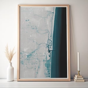 Fort Lauderdale kaart muur kunst Florida jacht decor kaart Florida kaart strand print muur Fine Art strand print muur kunst nautisch decor kustdecor