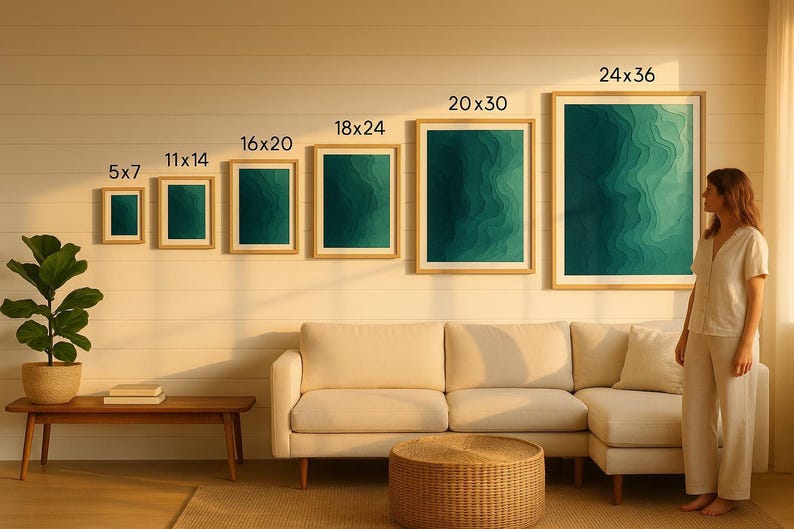 Wildwood framed bathymetric print in modern home — coastal wall art