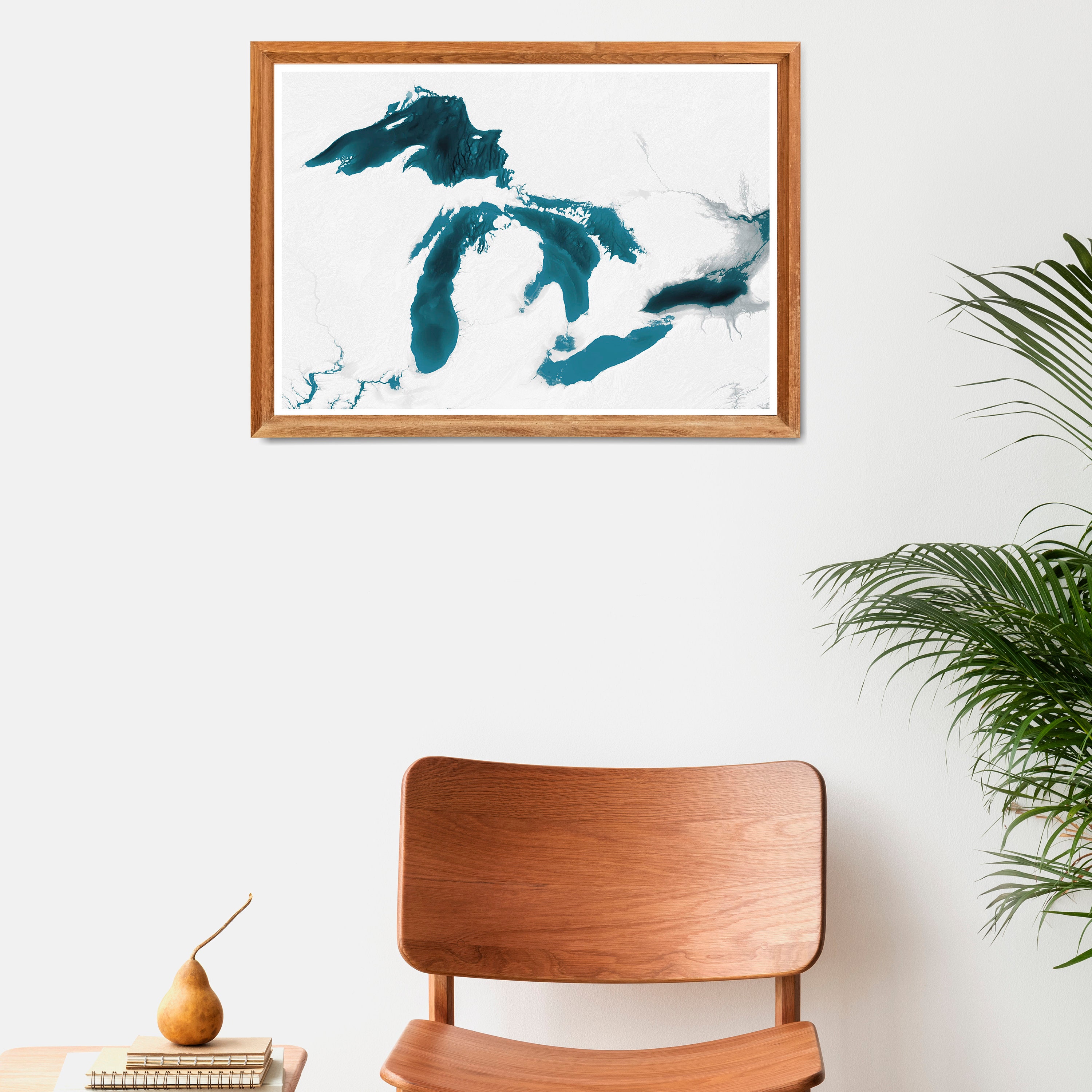 Great Lakes Wall Map Art Print Lake Decor Art Wall Map Art Etsy