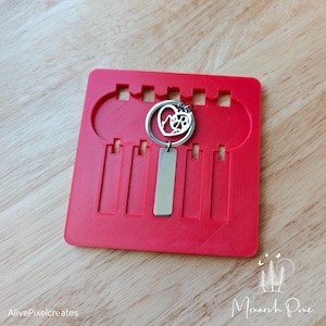 Monarch Pine Rectangle with CAT and Paw Charm Keychain Jig - Metal Blank #93