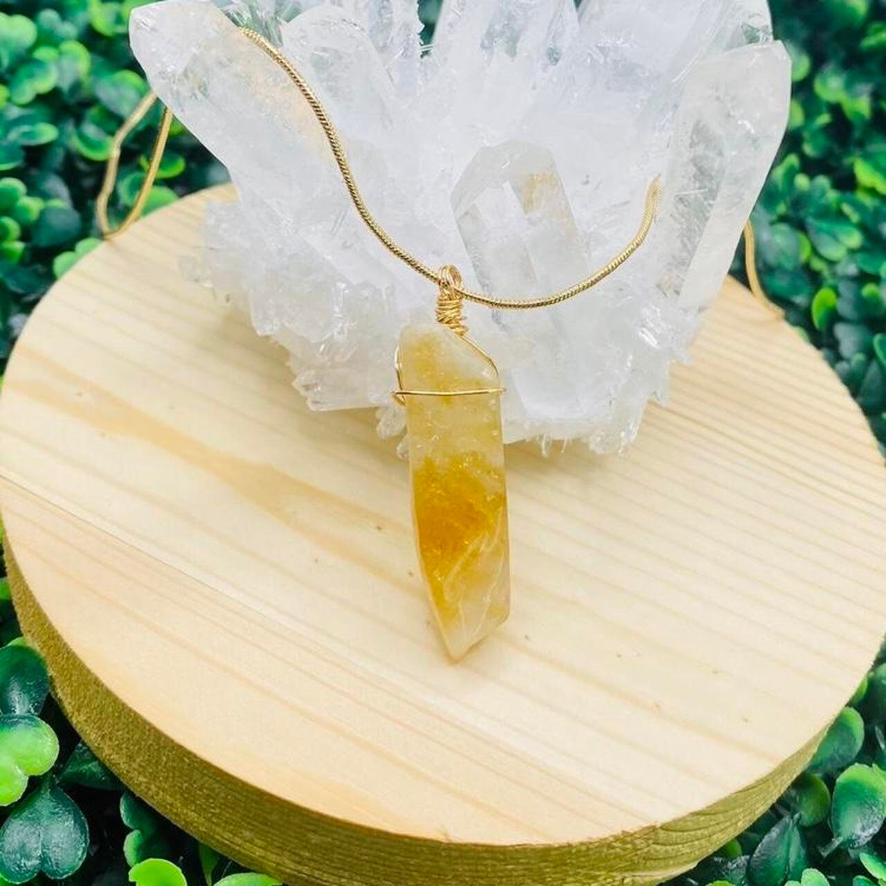 Raw Citrine Necklace 14K Gold Wire 