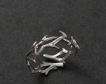 SILVER THORN RING | Thorn Crown Ring | Statement Ring | Vintage | Couple Ring | Gift | Punk | Adjustable | Fantasy | Cruel Prince