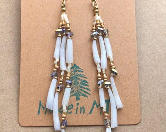 Matte Gold Dainty Shell Earrings