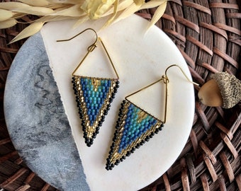 Handmade Triangle Beaded Earrings with 14K Gold plated hooks