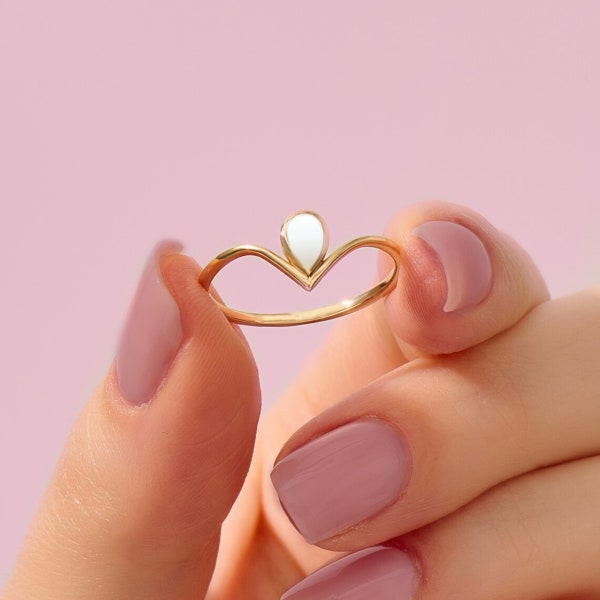 DIY breastmilk solid gold ring kit, 10k 14k Breastmilk jewelry, V Shaped teardrop ring, Christmas/Anniversary/birthday/mother's day gifts