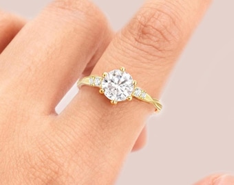 Custom Moissanite Ashes Ring, Gold Memorial Keepsake Ring