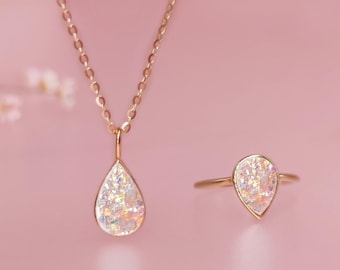 Kit fai da te per anello e collana portacenere a forma di goccia, in argento sterling, ricordo della cremazione.