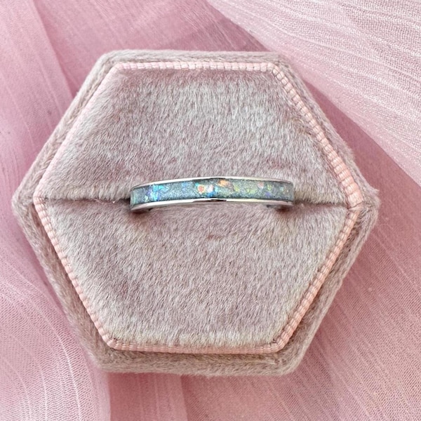 Custom Ashes Ring, Memorial Ring for Ashes, Cremation Jewelry, Minimalist Inlay Ring, Gold Silver Band, Dainty Stacking Ring, Keepsake Gift