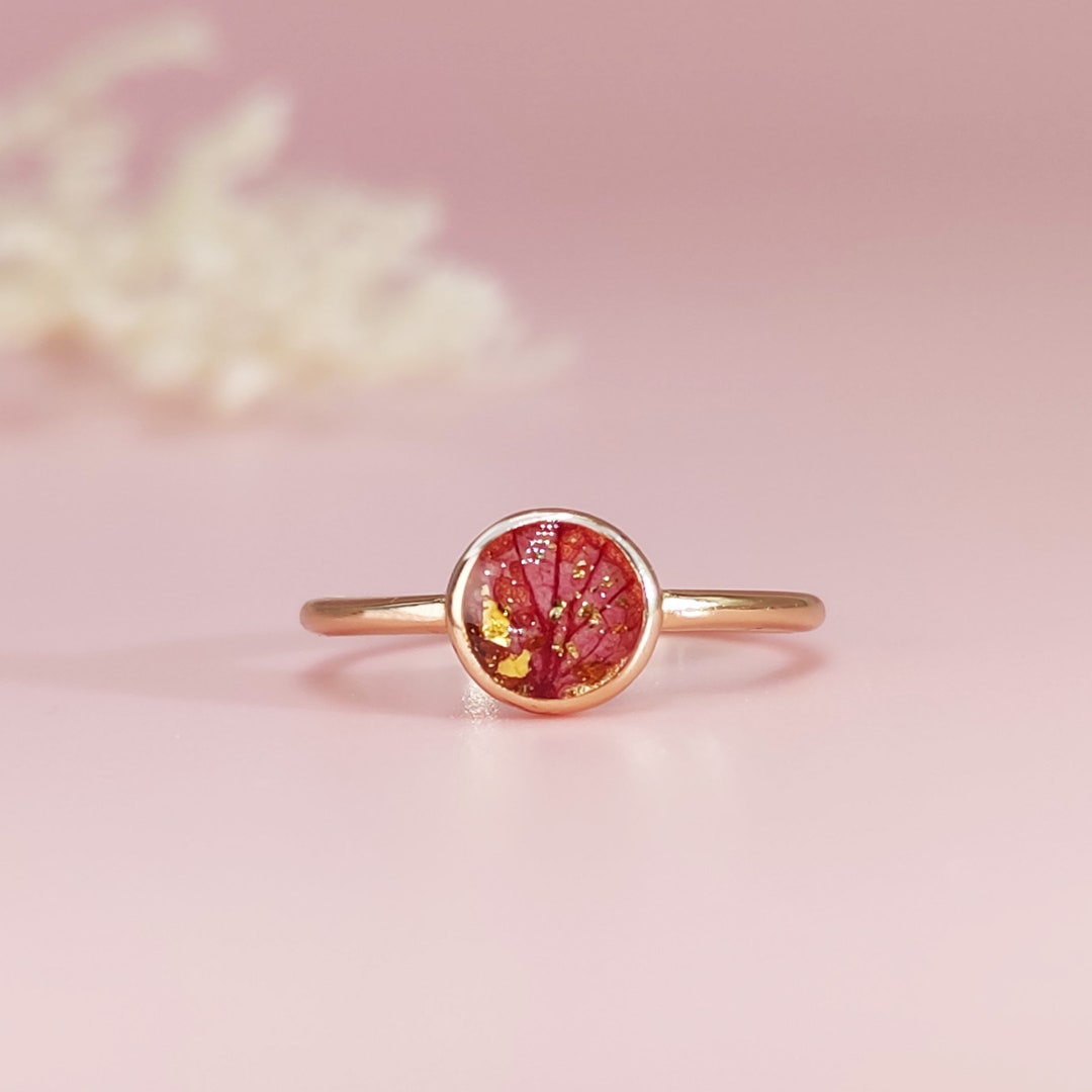 DIY Sterling Silver Simple Round Wedding Flower Preservation Ring,10k