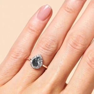 DIY Solid gold Halo Teardrop Ashes Ring Kit, 10k,14k DIY Cremation Jewelry Kit, Pet Ashes Ring, Pet Cremation Ring,Memorial Ring