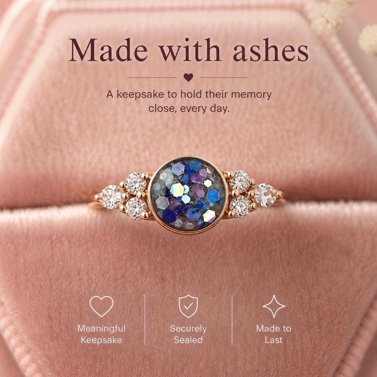 Custom Ashes Memorial Ring, Cremation Jewelry, Keepsake Ring for Loved ...