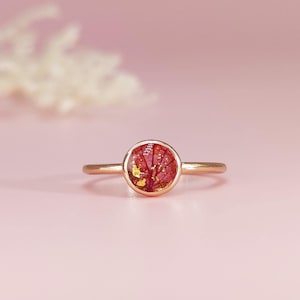 Anel de preservação de flores de casamento redondo simples de prata esterlina faça você mesmo, joias de flores secas 10k/14k faça você mesmo, anel memorial, anel de buquê, presente