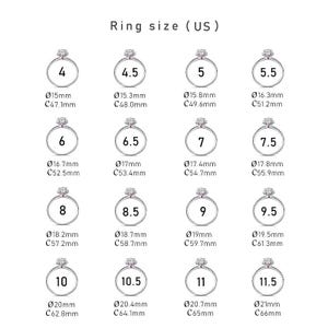 a diagram showing the sizes of rings