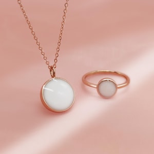 Round Breastmilk Ring&Necklace Set, DIY Breastmilk Jewelry Kit,Sterling Silver Breastmilk Keepsake,Christmas/Birthday/Mother&#39;s day Gift