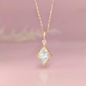 Solid Gold Cremation Ashes diamond Shape Necklace |DIY Ashes Jewelry Kit, Pet Ashes Necklace, Memorial Jewelry,Solid Gold Cremation Necklace