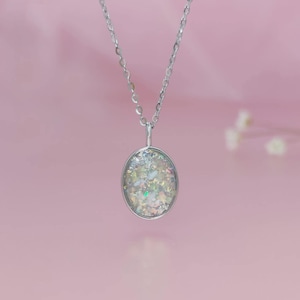 Custom Love Miracle Ashes Necklace – Oval Memorial Pendant for Loved Ones | Simple Cremation Jewelry | Ashes Keepsake Necklace