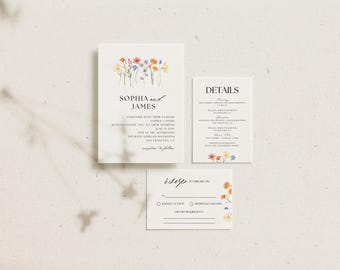 Wildflower Wedding Invitation Suite (Digital Download)