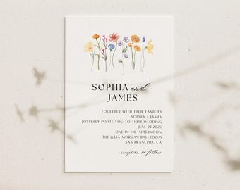 Wildflower Wedding Invitation Template (Digital Download)