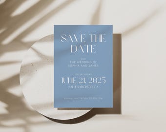 Dusty Blue Wedding Save the Date Template (Digital Download)