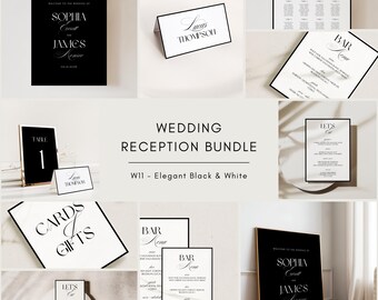 Elegant Black and White Wedding Reception Bundle (Digital Download)