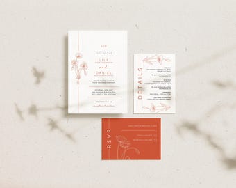 Burnt Orange Wedding Invitation Suite (Digital Download)