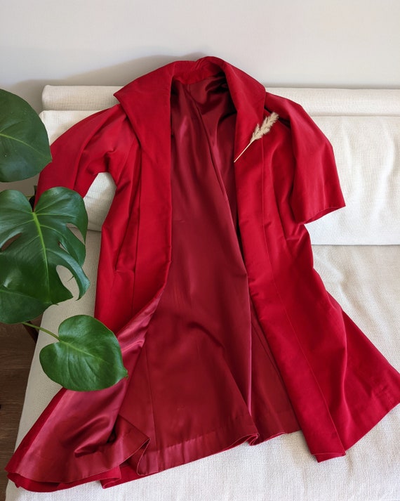 Red Velvet Coat, Vintage Red Coat, Vintage Velvet 