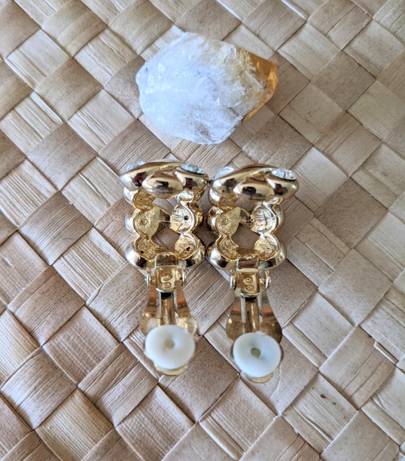 Art Deco Clip Ons, Art Deco Earring, Gold Clip Ons, R… Gem
