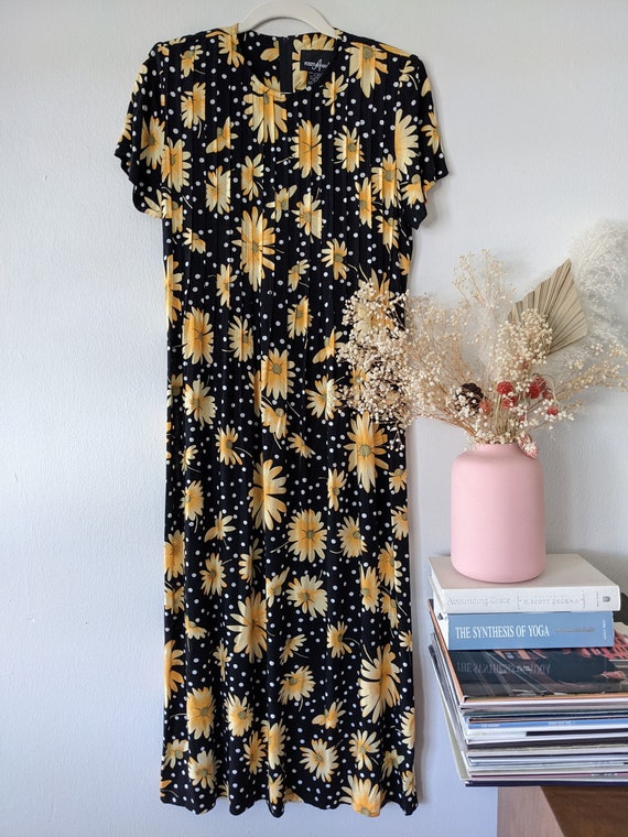 90s Sunflower Dress, 90s Grunge Dress, Sunflower … - image 1