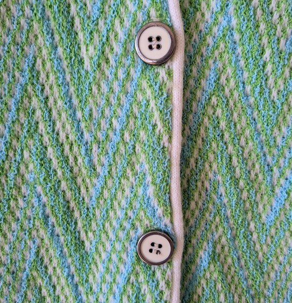 Green Knit Cardigan, Mod Sweater, Green Cardigan,… - image 4