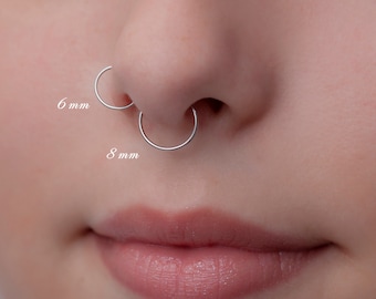Silver Small Nose Hoop, Nose Piercing, Gold Tiny Nose Ring, 20-22-23 Gauges Minimalist Hoop Style Earrings, Diameter Options 4mm to 12mm