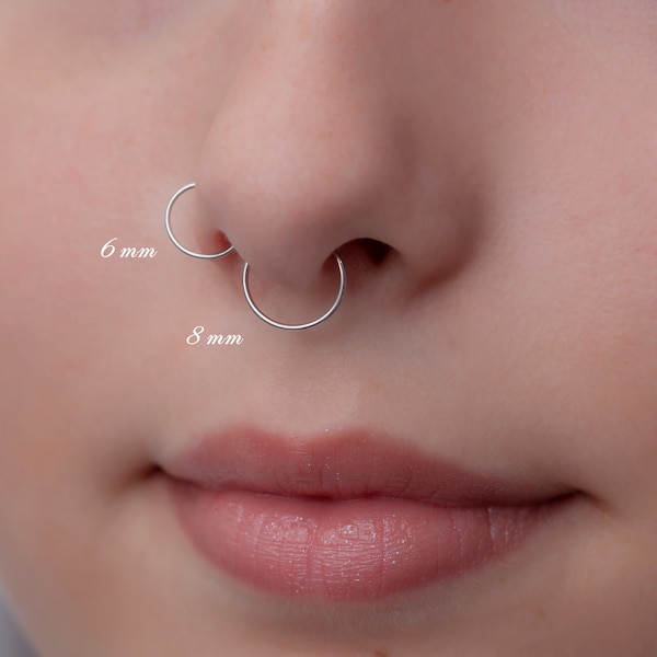 Septum Ring, Nose Piercing, Unique Septum Ring, Gold Tiny Nose Ring, Gold Septum Ring, Silver Small Nose Hoop, Diameter Options 4mm to 12mm