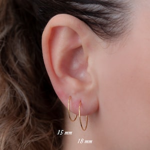 Créoles épaisses en or, petites boucles d'oreilles Huggie mignonnes en argent, épaisseur Gauge 20 (0,80 mm), petites créoles hypoallergéniques, options de diamètre 10 mm à 18 mm