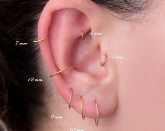 Medium Thickness 22 Gauge (0,65mm) Everyday Cute Hoops, Silver Minimalist Hoop & Piercing Sets, Cartilage Hoop, Diameter Options 4mm to 12mm