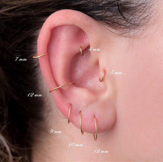 Medium Thickness 22 Gauge 0 65mm Everyday Cute Hoops Silver Minimalist Hoop Piercing Sets Cartilage Hoop Diameter Options 4mm to 12mm Etsy