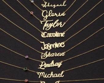 Silver Name Necklace, Custom Necklace, Christmas Gift, Mama Necklace, Personalized Jewelry, Gold Name Plate Necklace, Dainty Kids Name