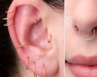 Everyday Hypoallergenic Hoop Style Earrings, Sterling Silver Hoops Set, Tiny Cartilage Hoop, Conch Hoop, Tiny Nose, Helix Hoops