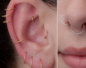 Cartilage Earring, Septum Ring, Gold Hoop Earrings, Septum Jewelry, Helix Earrings, Gold Nose Ring, Conch Earring, Tragus Earring, Nose Ring